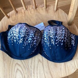Freya ASTRID half cup bra— black, padded with embroidery 32H/32K